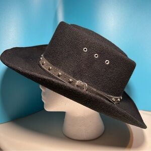 Western Express Black Cowgirl Hat-Faux Felt- Size Large/X-Large Adjustable Brim